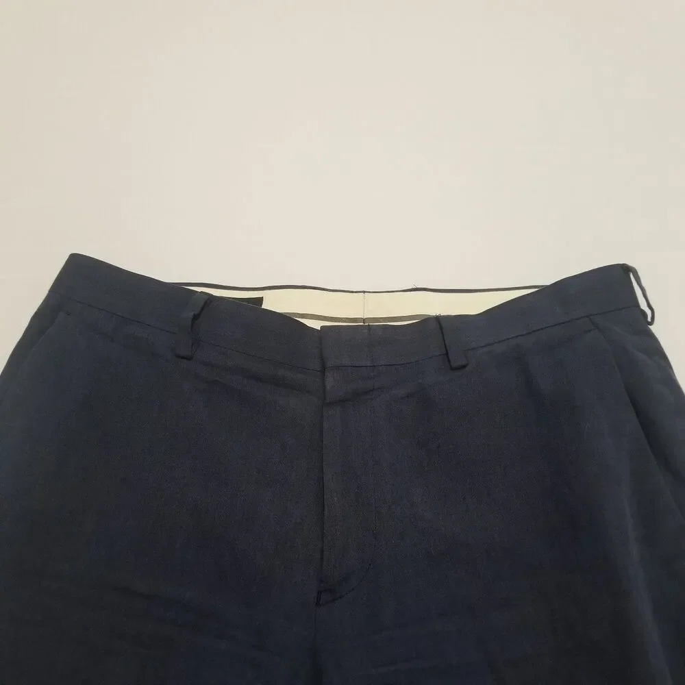 J.Crew Ludlow Slim Suit Pants Somelos Portugal Linen Blend Navy Blue 32x32 H4161